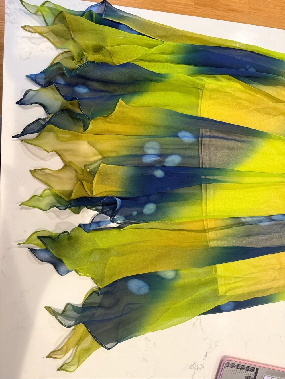 Vintage Fairy 100% Silk Dress in Lime & Navy